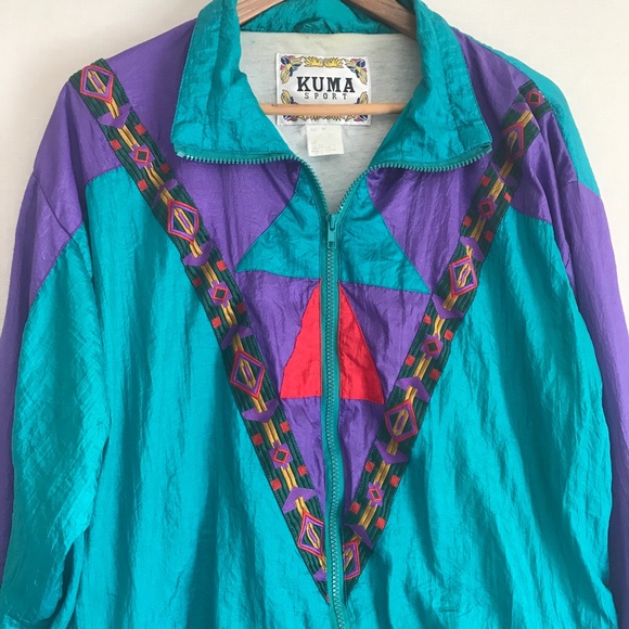 Vintage 90s matching Teal & Purple Track Suit Sz M - Picture 2 of 8